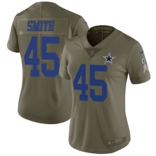Women's Nike Dallas Cowboys #45 Rod Smith Limited Olive 2017 Salute to Service NFL Jersey