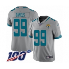 Youth Jacksonville Jaguars #99 Marcell Dareus Silver Inverted Legend Limited 100th Season Football Jersey