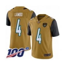 Men's Jacksonville Jaguars #4 Josh Lambo Limited Gold Rush Vapor Untouchable 100th Season Football Jersey