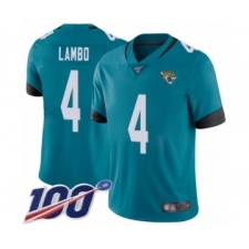 Men's Jacksonville Jaguars #4 Josh Lambo Teal Green Alternate Vapor Untouchable Limited Player 100th Season Football Jersey
