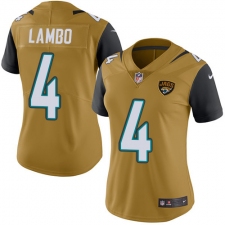 Women's Nike Jacksonville Jaguars #4 Josh Lambo Limited Gold Rush Vapor Untouchable NFL Jersey