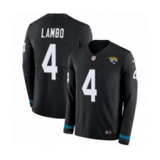 Youth Nike Jacksonville Jaguars #4 Josh Lambo Limited Black Therma Long Sleeve NFL Jersey