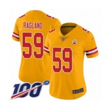 Women's Kansas City Chiefs #59 Reggie Ragland Limited Gold Inverted Legend 100th Season Football Jersey