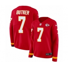 Women's Nike Kansas City Chiefs #7 Harrison Butker Limited Red Therma Long Sleeve NFL Jersey