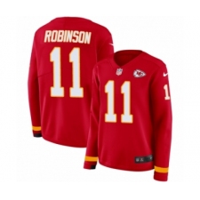 Women's Nike Kansas City Chiefs #11 Demarcus Robinson Limited Red Therma Long Sleeve NFL Jersey