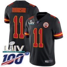 Youth Kansas City Chiefs #11 Demarcus Robinson Black Super Bowl LIV 2020 Stitched Limited Rush Jersey