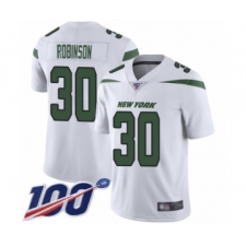 Men's New York Jets #30 Rashard Robinson White Vapor Untouchable Limited Player 100th Season Football Jersey