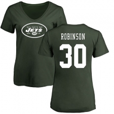 NFL Women's Nike New York Jets #30 Rashard Robinson Green Name & Number Logo T-Shirt