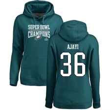 Women's Nike Philadelphia Eagles #36 Jay Ajayi Green Super Bowl LII Champions Pullover Hoodie