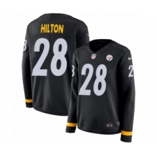 Women's Nike Pittsburgh Steelers #28 Mike Hilton Limited Black Therma Long Sleeve NFL Jersey