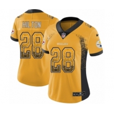 Women's Nike Pittsburgh Steelers #28 Mike Hilton Limited Gold Rush Drift Fashion NFL Jersey