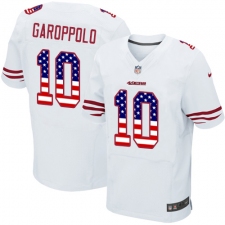 Men's Nike San Francisco 49ers #10 Jimmy Garoppolo Elite White Road USA Flag Fashion NFL Jersey