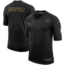 Men's San Francisco 49ers #10 Jimmy Garoppolo Black 2020 Salute To Service Limited Jersey