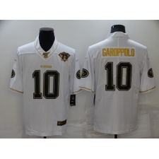 Men's San Francisco 49ers #10 Jimmy Garoppolo Nike White-Gold Limited Throwback Jersey