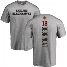 NHL Adidas Chicago Blackhawks #12 Alex DeBrincat Ash Backer T-Shirt
