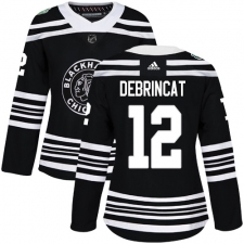 Women's Adidas Chicago Blackhawks #12 Alex DeBrincat Authentic Black 2019 Winter Classic NHL Jersey
