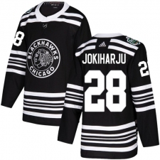 Men's Adidas Chicago Blackhawks #28 Henri Jokiharju Authentic Black 2019 Winter Classic NHL Jersey