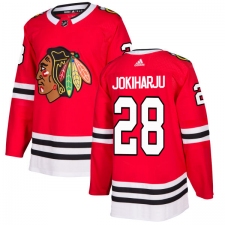 Men's Adidas Chicago Blackhawks #28 Henri Jokiharju Authentic Red Home NHL Jersey