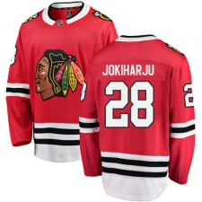 Men's Chicago Blackhawks #28 Henri Jokiharju Fanatics Branded Red Home Breakaway NHL Jersey