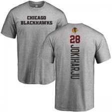NHL Adidas Chicago Blackhawks #28 Henri Jokiharju Ash Backer T-Shirt