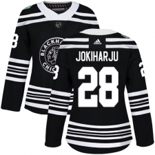 Women's Adidas Chicago Blackhawks #28 Henri Jokiharju Authentic Black 2019 Winter Classic NHL Jersey