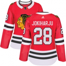 Women's Adidas Chicago Blackhawks #28 Henri Jokiharju Authentic Red Home NHL Jersey