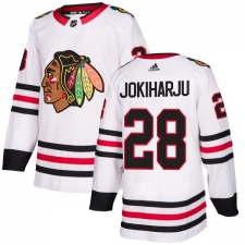 Women's Adidas Chicago Blackhawks #28 Henri Jokiharju Authentic White Away NHL Jersey