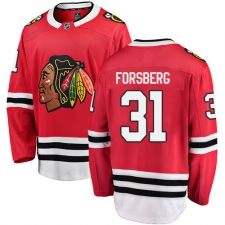 Men's Chicago Blackhawks #31 Anton Forsberg Fanatics Branded Red Home Breakaway NHL Jersey