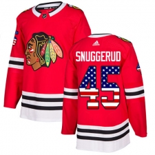 Men's Adidas Chicago Blackhawks #45 Luc Snuggerud Authentic Red USA Flag Fashion NHL Jersey
