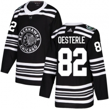 Men's Adidas Chicago Blackhawks #82 Jordan Oesterle Authentic Black 2019 Winter Classic NHL Jersey