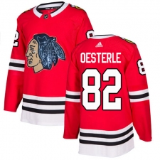 Men's Adidas Chicago Blackhawks #82 Jordan Oesterle Authentic Red Fashion Gold NHL Jersey