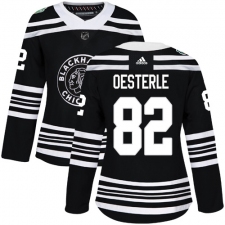 Women's Adidas Chicago Blackhawks #82 Jordan Oesterle Authentic Black 2019 Winter Classic NHL Jersey