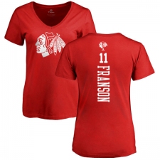 NHL Women's Adidas Chicago Blackhawks #11 Cody Franson Red One Color Backer T-Shirt