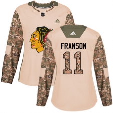 Women's Adidas Chicago Blackhawks #11 Cody Franson Authentic Camo Veterans Day Practice NHL Jersey
