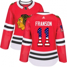 Women's Adidas Chicago Blackhawks #11 Cody Franson Authentic Red USA Flag Fashion NHL Jersey