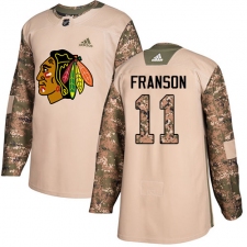 Youth Adidas Chicago Blackhawks #11 Cody Franson Authentic Camo Veterans Day Practice NHL Jersey