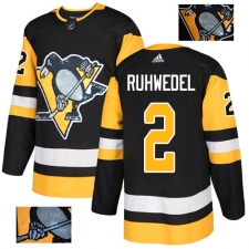Men's Adidas Pittsburgh Penguins #2 Chad Ruhwedel Authentic Black Fashion Gold NHL Jersey