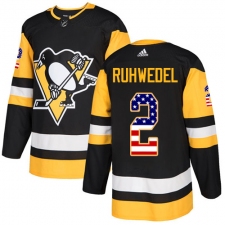 Men's Adidas Pittsburgh Penguins #2 Chad Ruhwedel Authentic Black USA Flag Fashion NHL Jersey