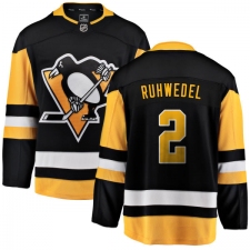 Men's Pittsburgh Penguins #2 Chad Ruhwedel Fanatics Branded Black Home Breakaway NHL Jersey