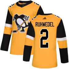 Youth Adidas Pittsburgh Penguins #2 Chad Ruhwedel Authentic Gold Alternate NHL Jersey
