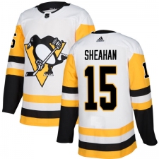 Youth Adidas Pittsburgh Penguins #15 Riley Sheahan Authentic White Away NHL Jersey