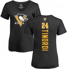 NHL Women's Adidas Pittsburgh Penguins #24 Jarred Tinordi Black Backer T-Shirt