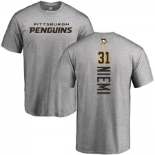 NHL Adidas Pittsburgh Penguins #31 Antti Niemi Ash Backer T-Shirt