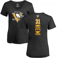 NHL Women's Adidas Pittsburgh Penguins #31 Antti Niemi Black Backer T-Shirt