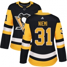 Women's Adidas Pittsburgh Penguins #31 Antti Niemi Authentic Black Home NHL Jersey