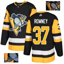 Men's Adidas Pittsburgh Penguins #37 Carter Rowney Authentic Black Fashion Gold NHL Jersey