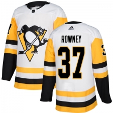 Men's Adidas Pittsburgh Penguins #37 Carter Rowney Authentic White Away NHL Jersey