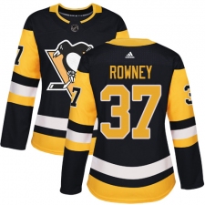 Women's Adidas Pittsburgh Penguins #37 Carter Rowney Authentic Black Home NHL Jersey