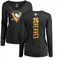 NHL Women's Adidas Pittsburgh Penguins #75 Ryan Reaves Black Backer Long Sleeve T-Shirt