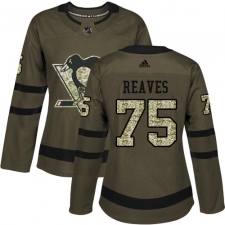 Women's Adidas Pittsburgh Penguins #75 Ryan Reaves Authentic Green Salute to Service NHL Jersey